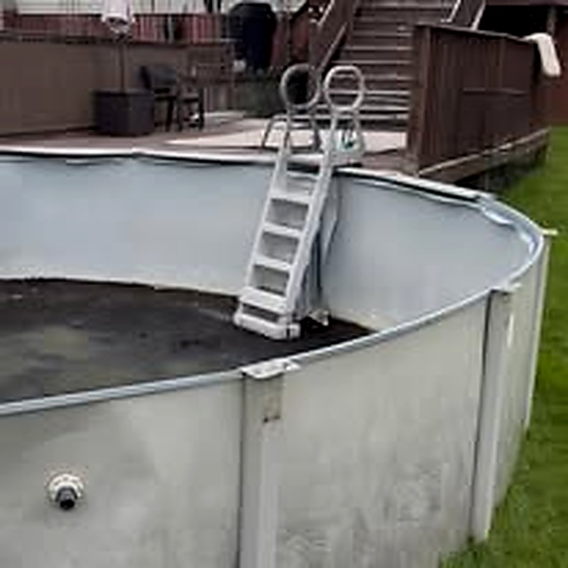 Above-ground pool before removal