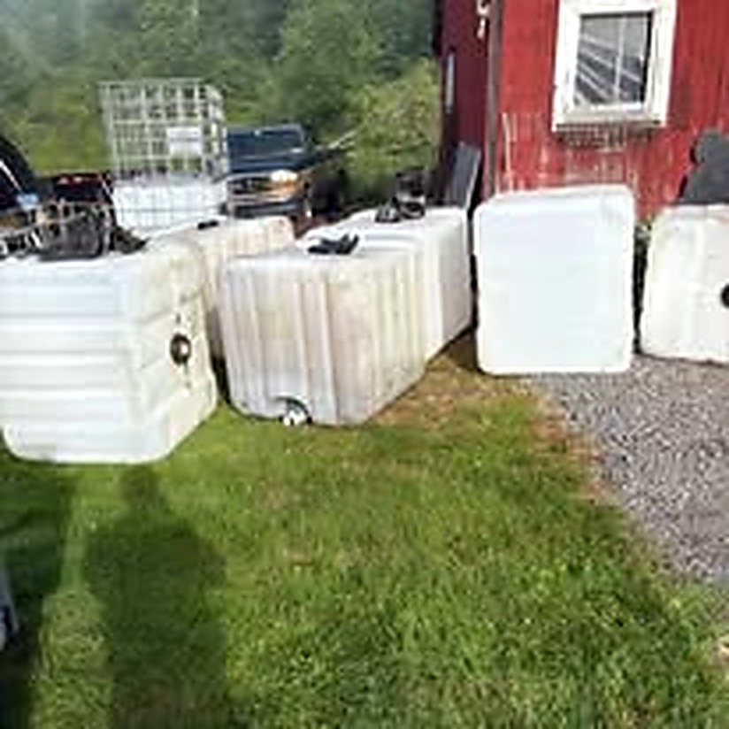 Large tanks and commercial items before removal