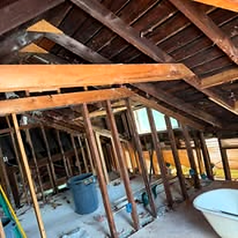 Attic interior during cleanout